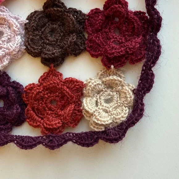Sophie Digard Multicolor Wool Floral Crochet Scarf OS - Picture 10 of 11